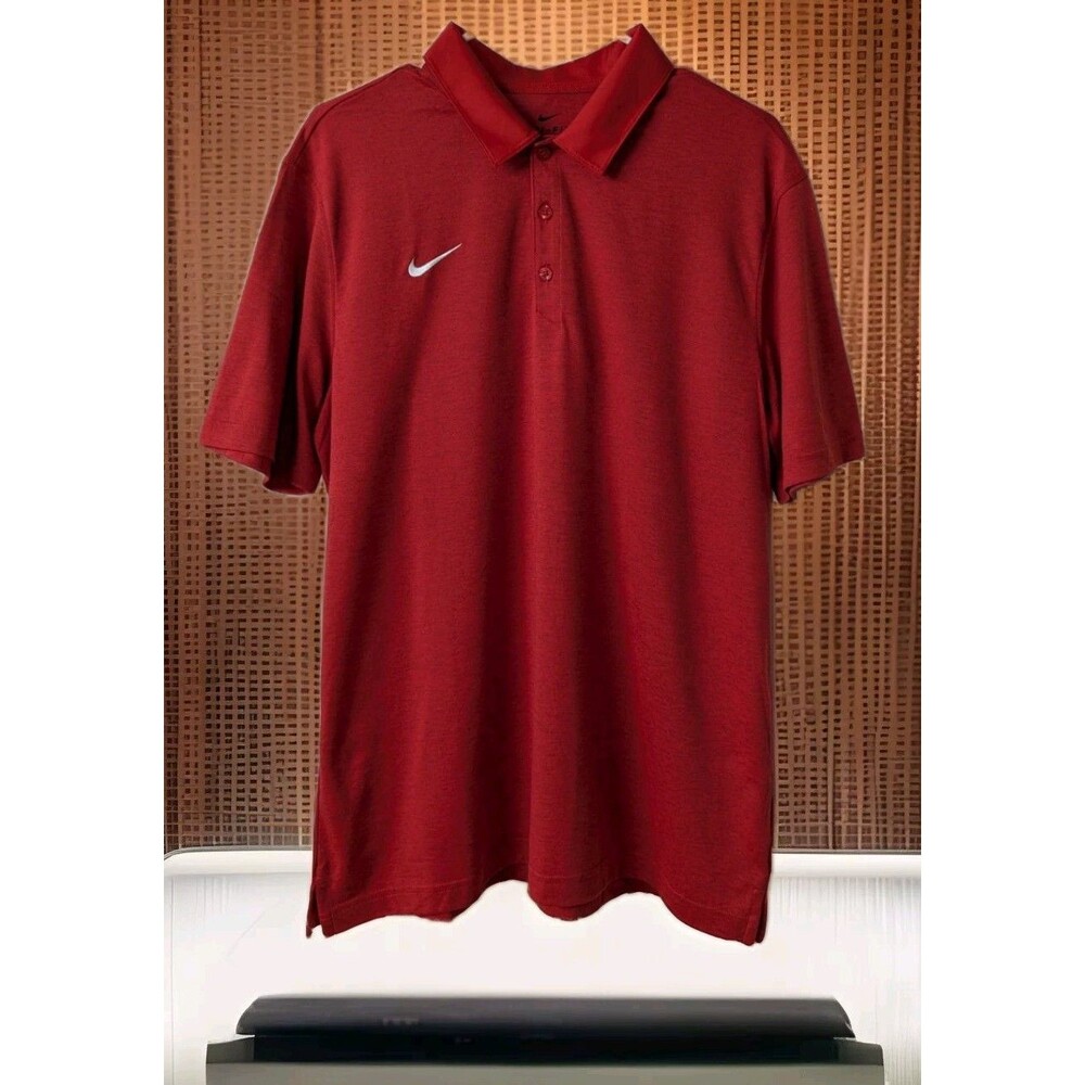 Men's Red Nike Dri Fit Polo Size Large Golf Shirt